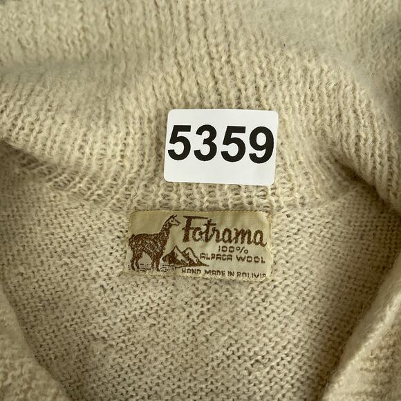 Fotrama Poncho Sweater Women OS XL 100% Alpaca Wool Knit Bolivia Fringe READ - Picture 8 of 10